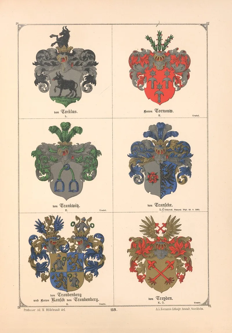 Baltisches Wappenbuch Pl 106 Wall Art by Adolf Matthias Hildebrandt - High-Resolution Digital Print