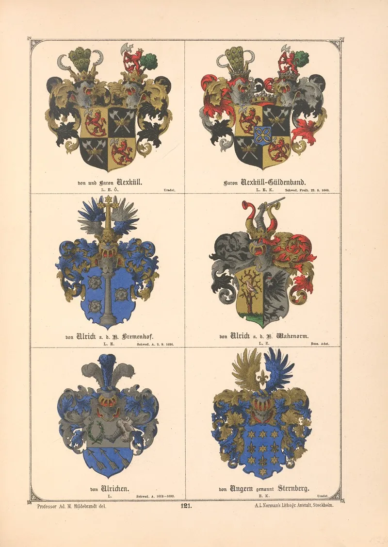 Baltisches Wappenbuch Pl 108 Wall Art by Adolf Matthias Hildebrandt - High-Resolution Digital Print