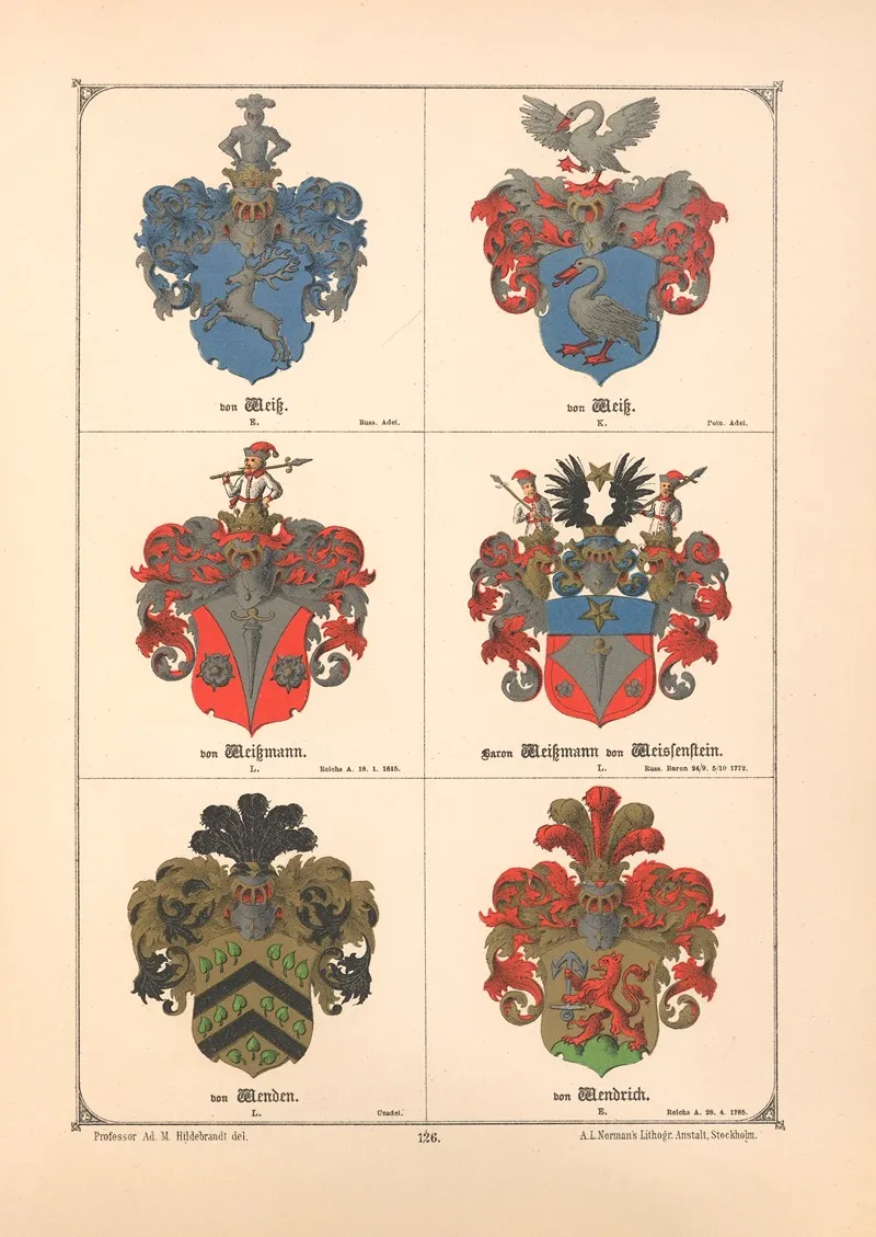 Baltisches Wappenbuch Pl 113 Wall Art by Adolf Matthias Hildebrandt - High-Resolution Digital Print