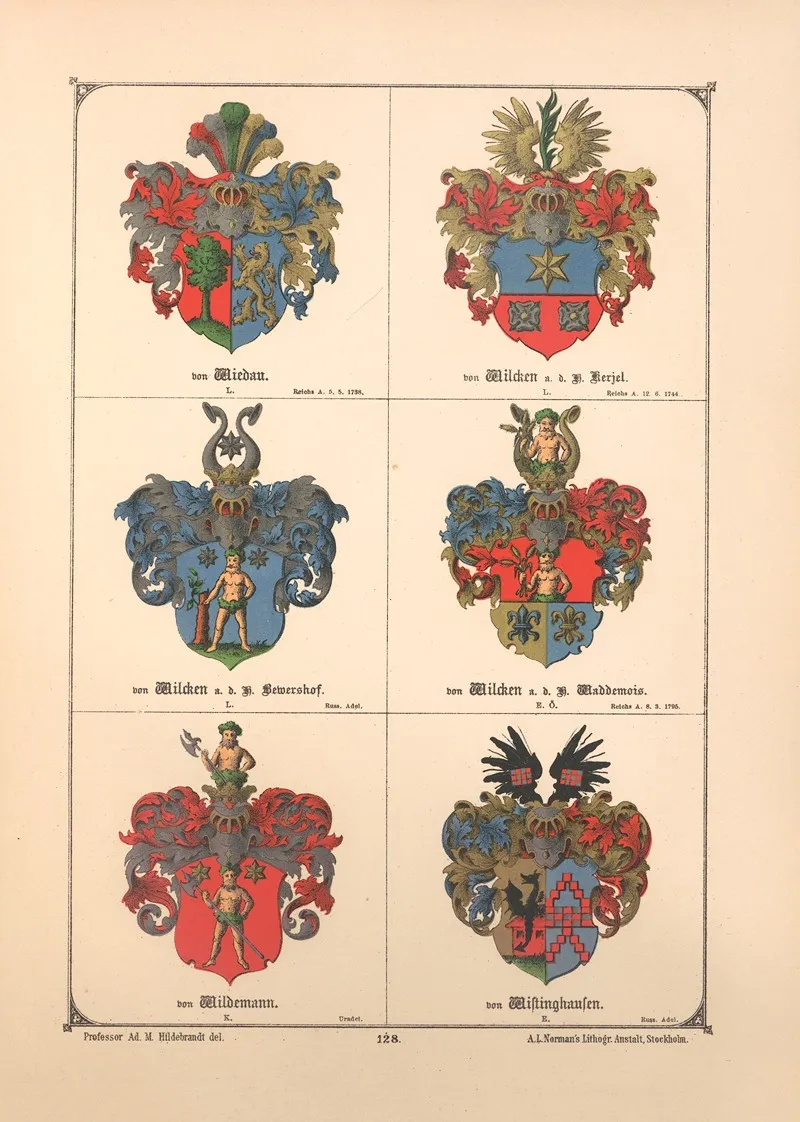 Baltisches Wappenbuch Pl 115 Wall Art by Adolf Matthias Hildebrandt - High-Resolution Digital Print