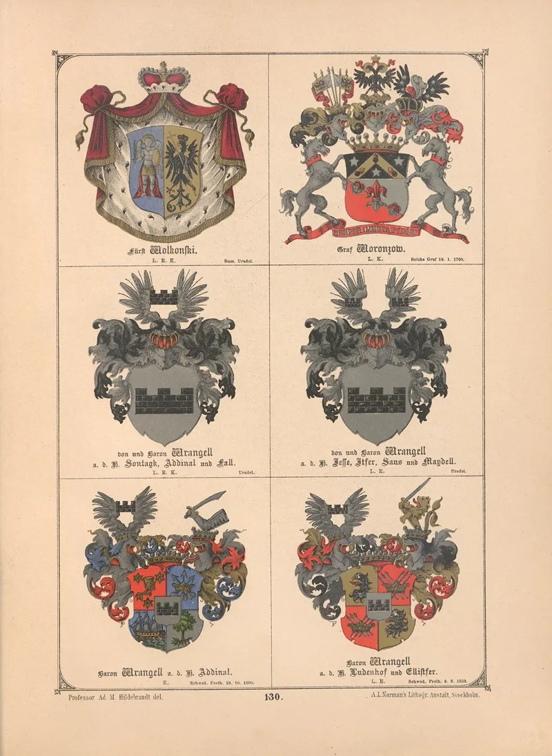 Baltisches Wappenbuch Pl 116 Wall Art by Adolf Matthias Hildebrandt - High-Resolution Digital Print