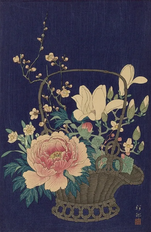 Bamboo Flowerbasket Wall Art by Ohara Koson - High-Resolution Digital Print