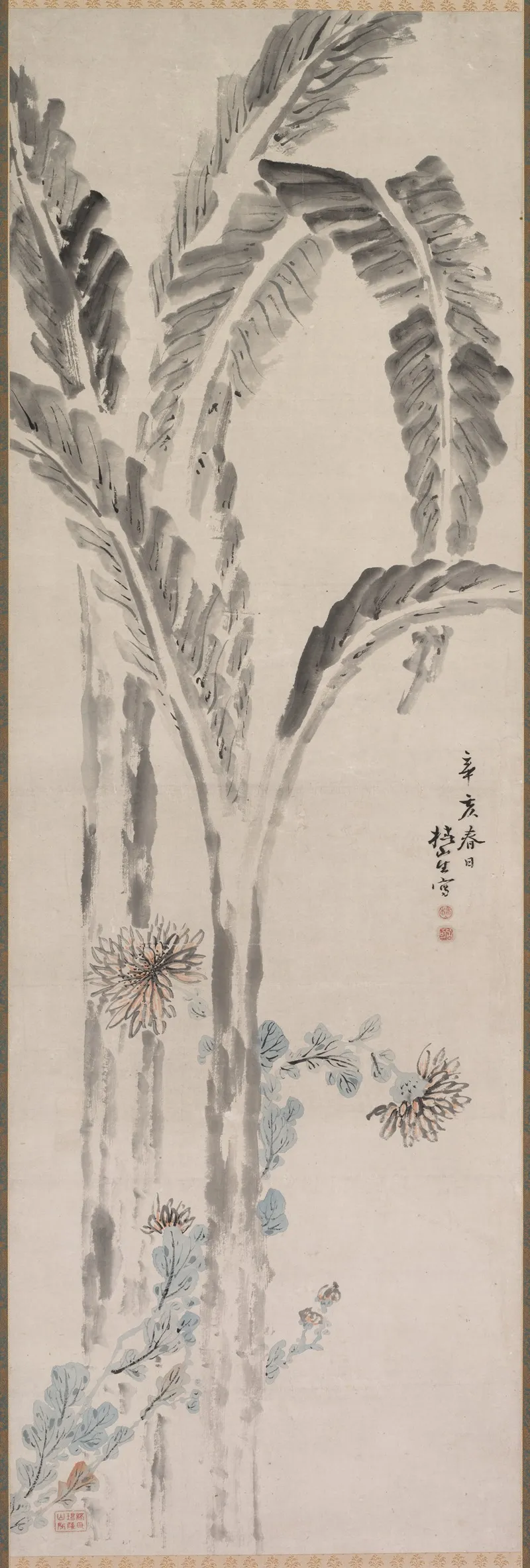 Banana Plant And Chrysanthemum 2 Wall Art by Tsubaki Chinzan - High-Resolution Digital Print