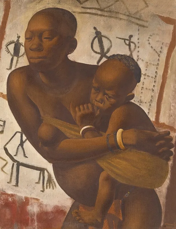 Banda Woman With Her Child Wall Art by Alexandre Jacovleff - High-Resolution Digital Print