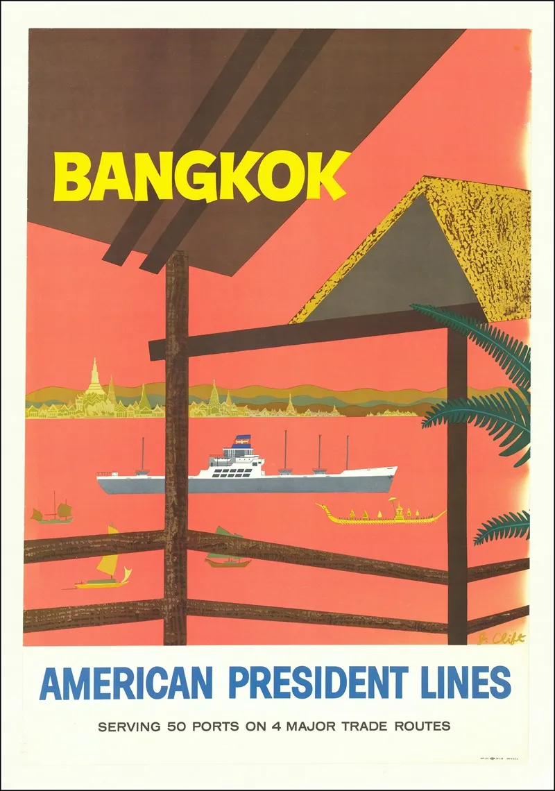 Bangkok American President Lines Wall Art by J. Clift - High-Resolution Digital Print