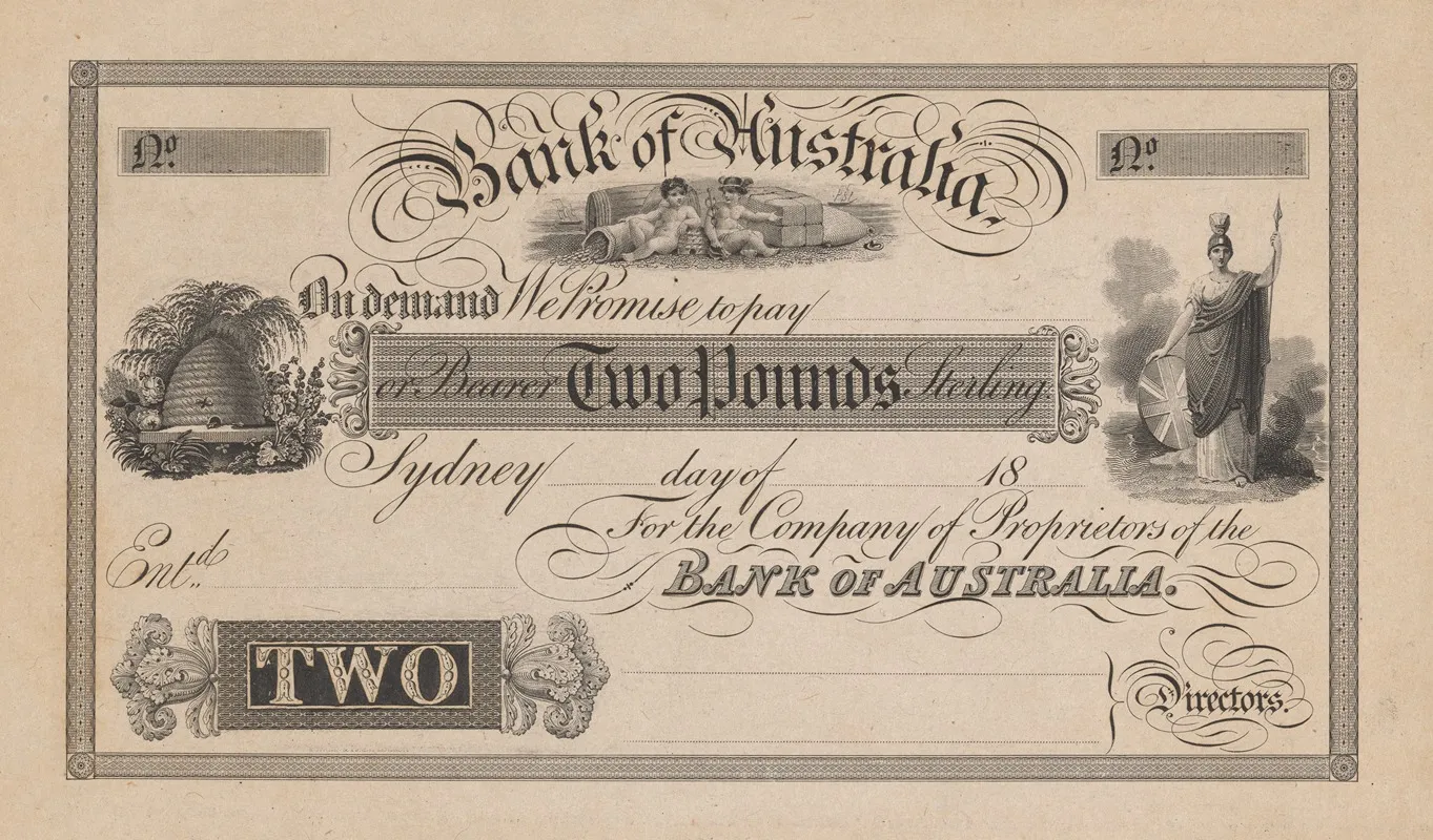 Bank Of Australia Two Pound Note Wall Art by Perkins & Heath - High-Resolution Digital Print