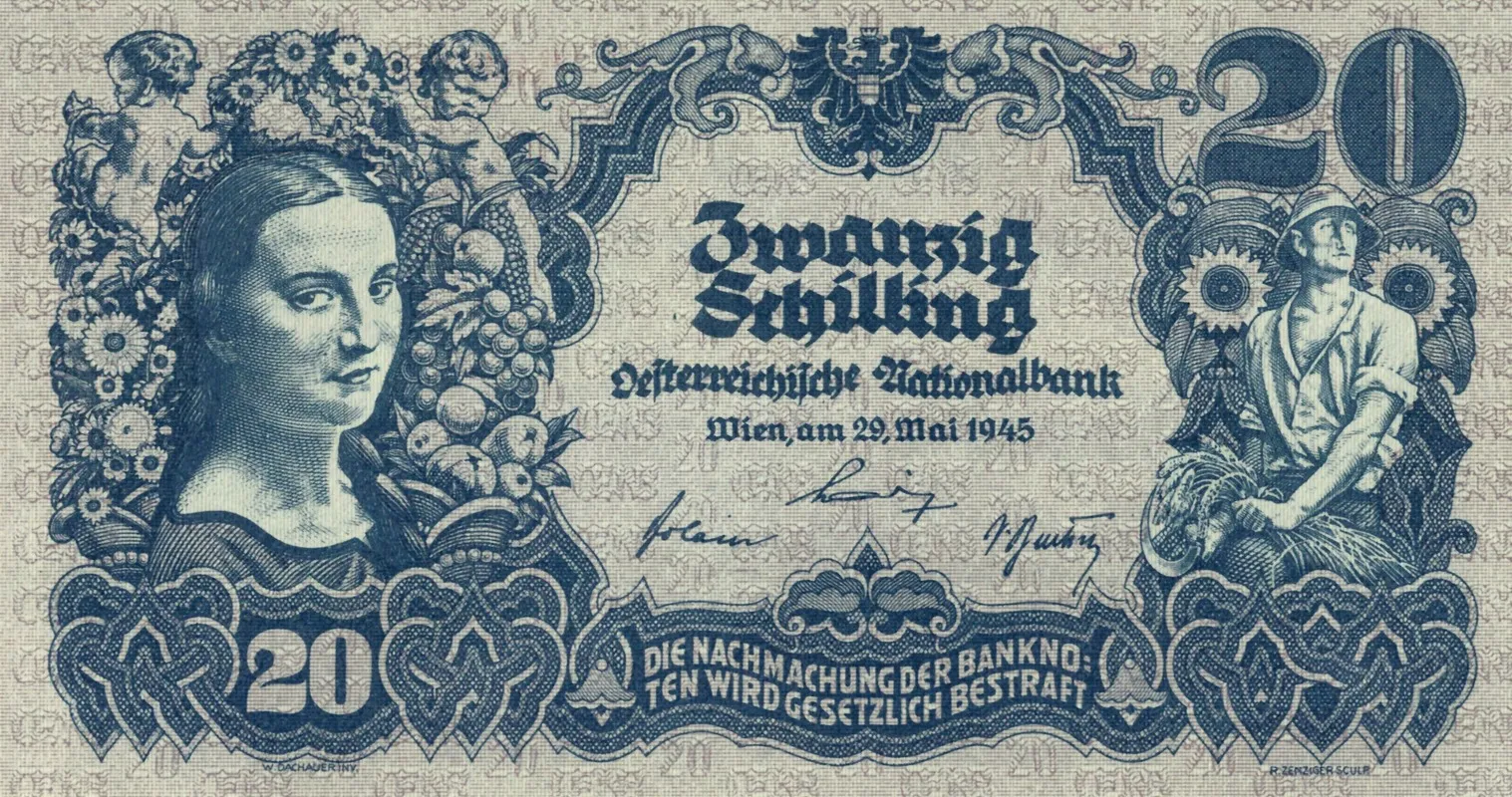 Banknote 20 Schilling Wall Art by Wilhelm Dachauer - High-Resolution Digital Print