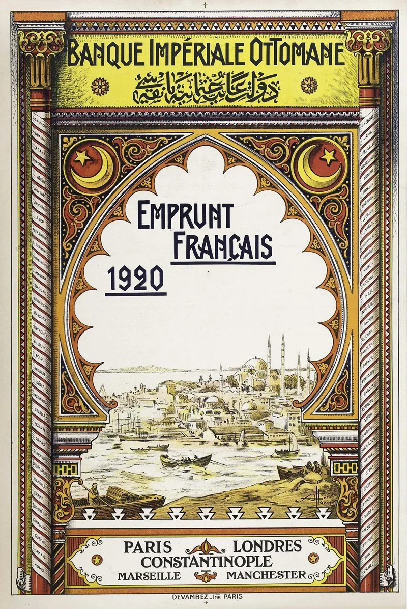 Banque Imperiale Ottomane Emprunt Francais 1920 Wall Art by Hoen - High-Resolution Digital Print