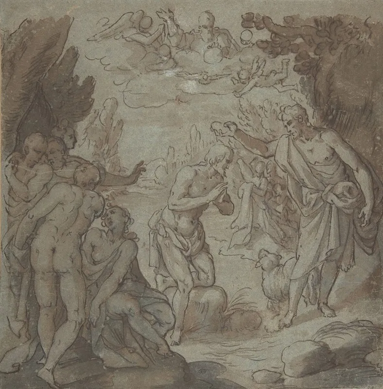 Baptism Of Christ 3 Wall Art by Circle of Hans Rottenhammer - High-Resolution Digital Print