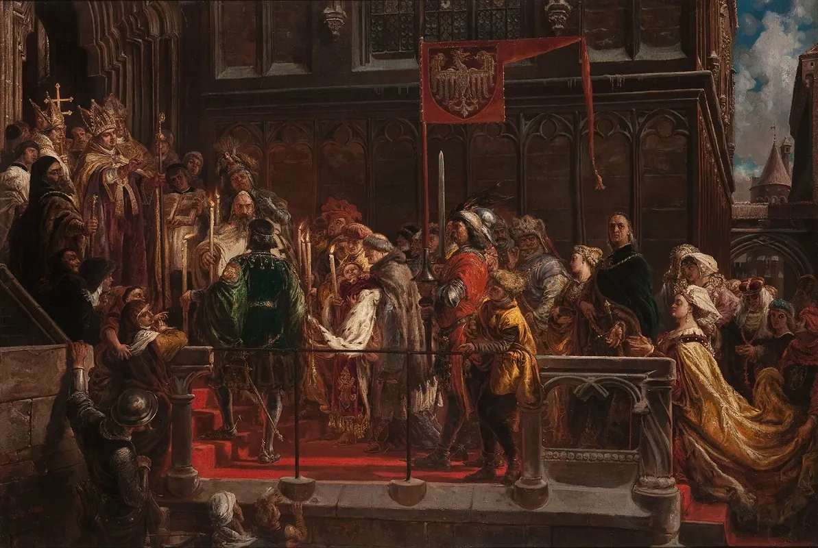 Baptism Of Wladyslaw Warnenczyk 18 February 1425 Wall Art by Jan Matejko - High-Resolution Digital Print