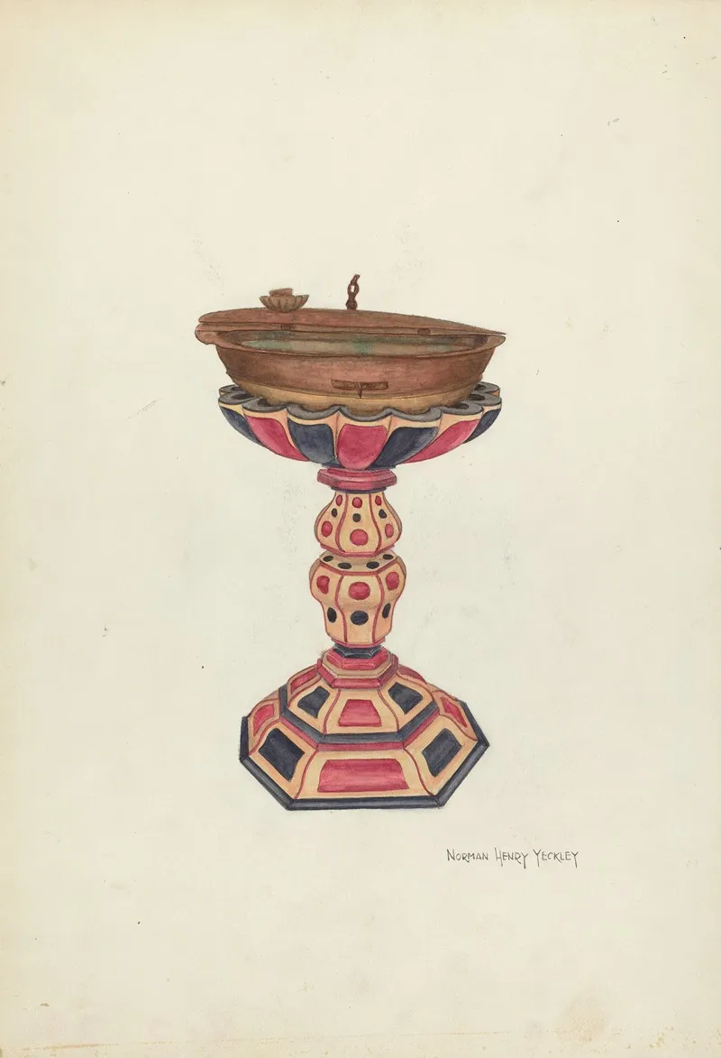 Baptismal Font And Stand 2 Wall Art by N.H. Yeckley - High-Resolution Digital Print