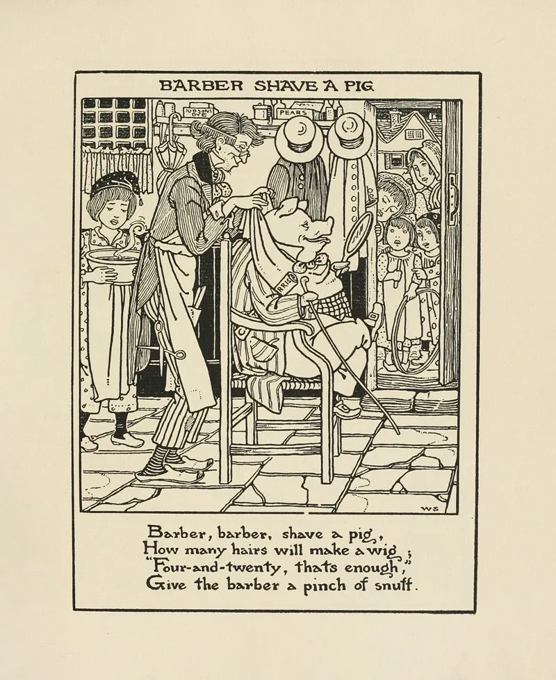 Barber Shave A Pig Wall Art by Winifred Smith - High-Resolution Digital Print