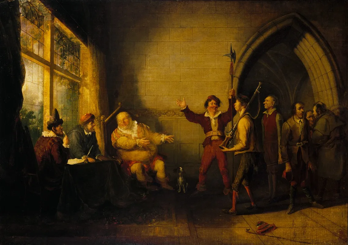 Bardolph And Falstaff Putting Wart Through The Drill Wall Art by John Cawse - High-Resolution Digital Print