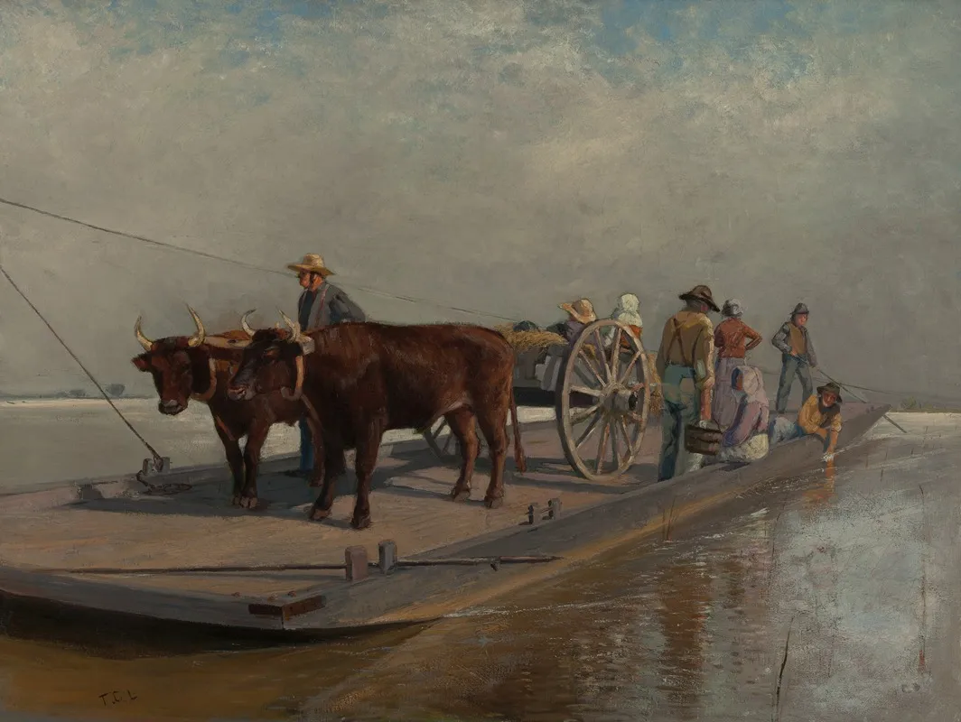 Barge Crossing Wall Art by Thomas Corwin Lindsay - High-Resolution Digital Print