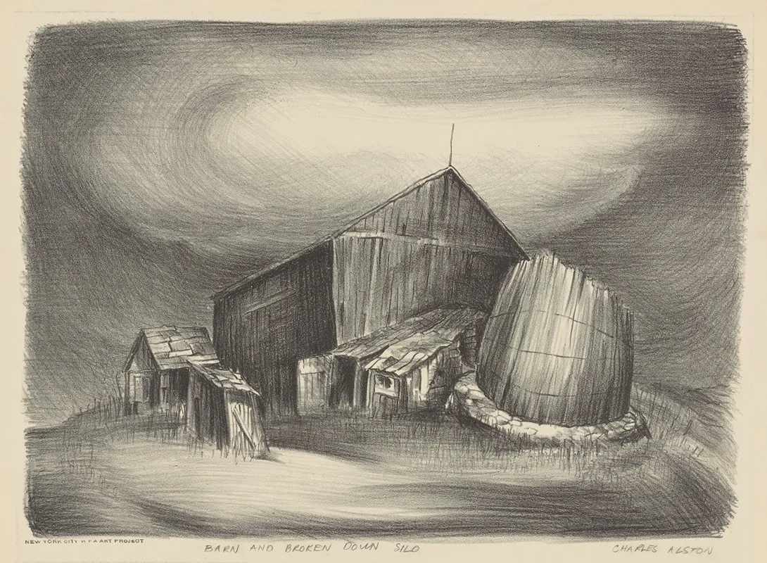 Barn And Broken Down Silo Wall Art by Charles Henry Alston - High-Resolution Digital Print