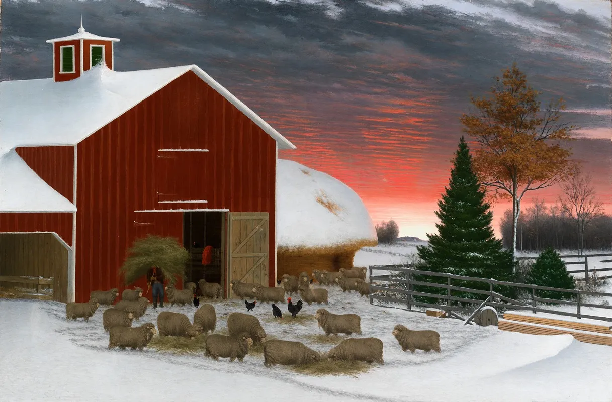 Barnyard In Winter 2 Wall Art by Horatio Shaw - High-Resolution Digital Print