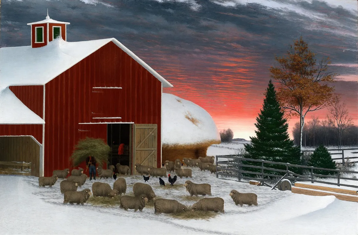 Barnyard In Winter Wall Art by Horatio Shaw - High-Resolution Digital Print