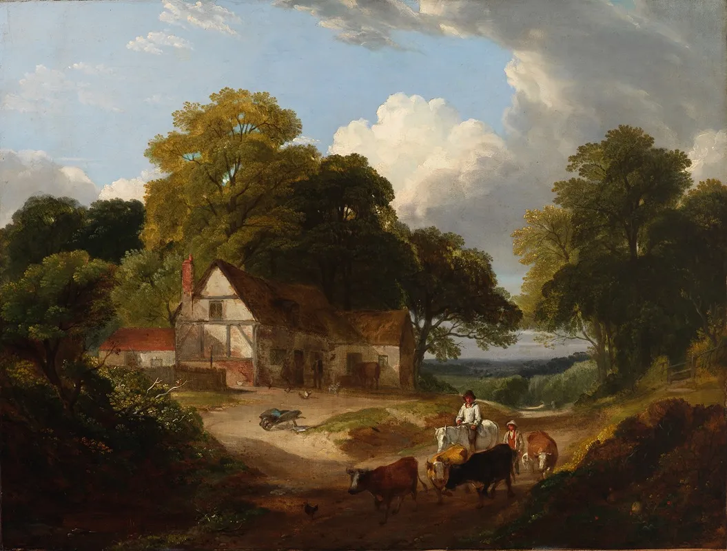 Barnyard Scene Wall Art by Robert Ladbrooke - High-Resolution Digital Print
