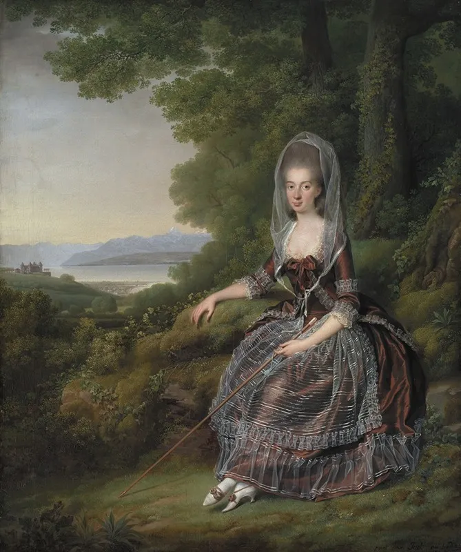 Baroness Matilda Guiguer De Prangins In Her Park At The Lake Of Geneva Wall Art by Jens Juel - Canvas Print