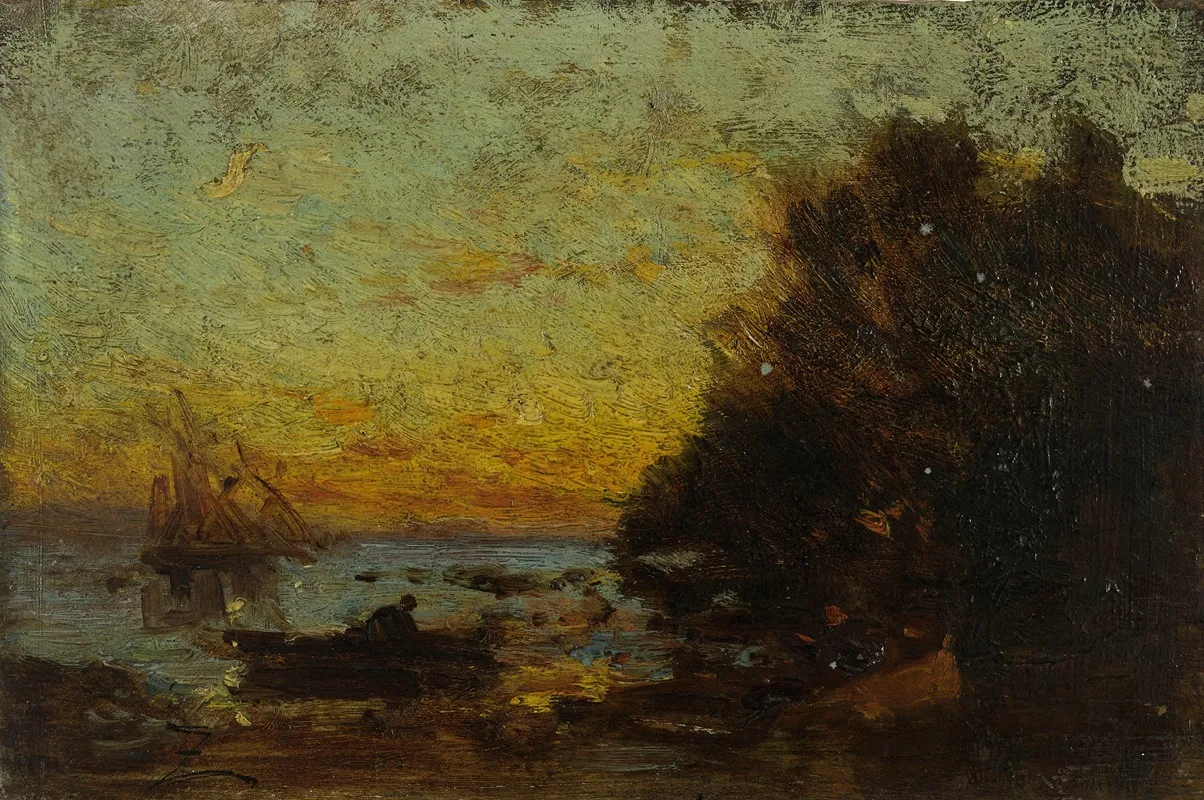 Barque Et Voiliers Coucher De Soleil Au Revers Marine