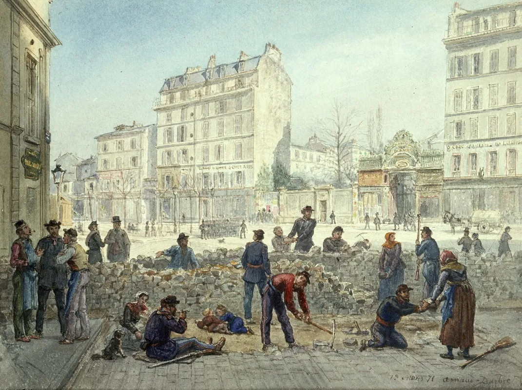 Barricade Sous La Commune Place Blanche Wall Art by Jean-Baptiste-François Arnaud-Durbec - High-Resolution Digital Print