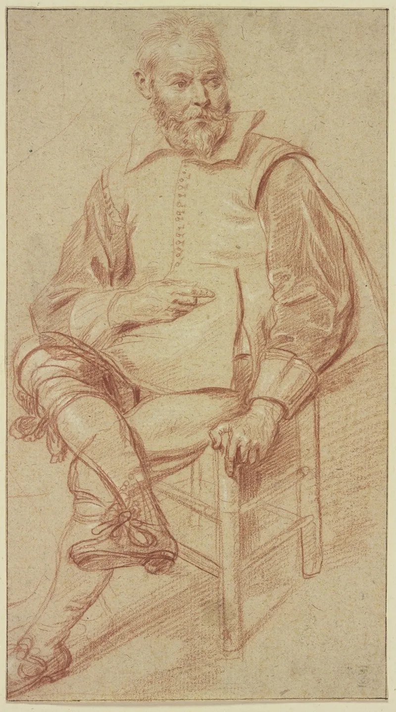 Bartiger Mann Auf Einem Stuhl Sitzend Wall Art by Cornelis van den Berg - High-Resolution Digital Print