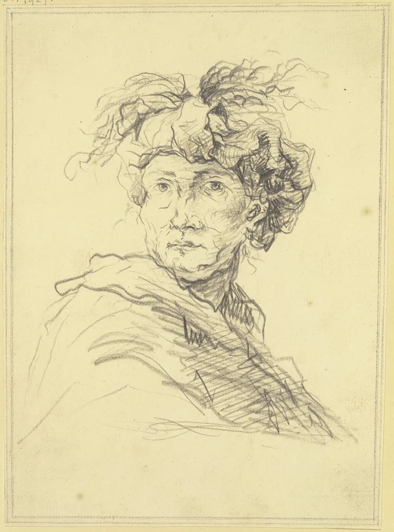 Bartloser Mann In Vorderansicht Mit Phantastischem Turban Wall Art by Johann Benjamin Ehrenreich - High-Resolution Digital Print