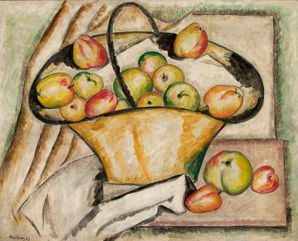Basket With Apples Wall Art by Tadeusz Makowski - High-Resolution Digital Print