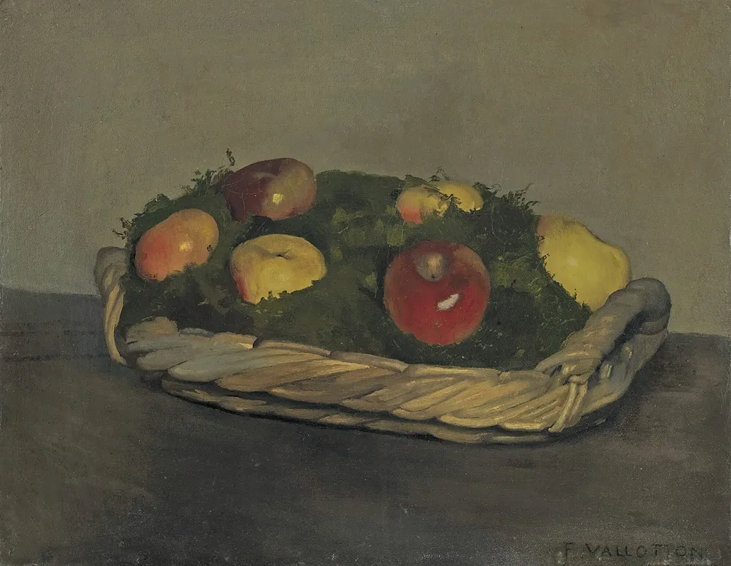 Basket With Red And Yellow Apples Wall Art by Félix Vallotton - High-Resolution Digital Print