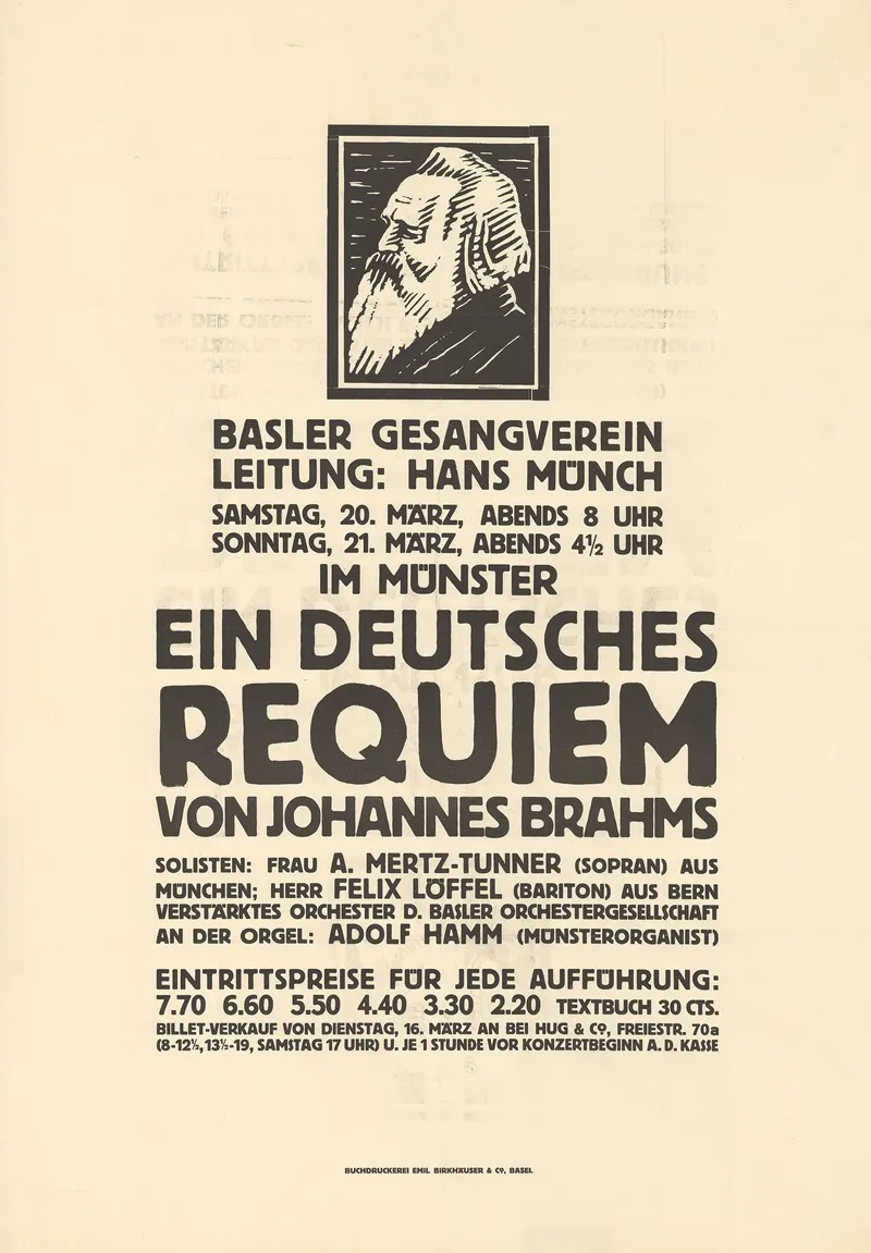 Basler Gesangverein Ein Deutsches Requiem Von Johannes Brahms Wall Art by Burkhard Mangold - High-Resolution Digital Print