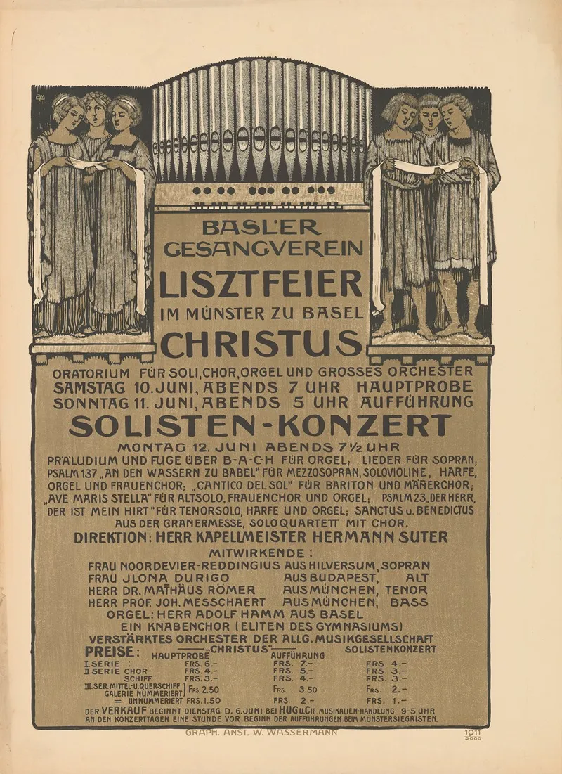 Basler Gesangverein Liszfeier Im Munster Zu Basel