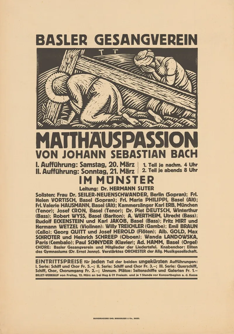 Basler Gesangverein Matthauspassion Von Johann Sebastian Bach