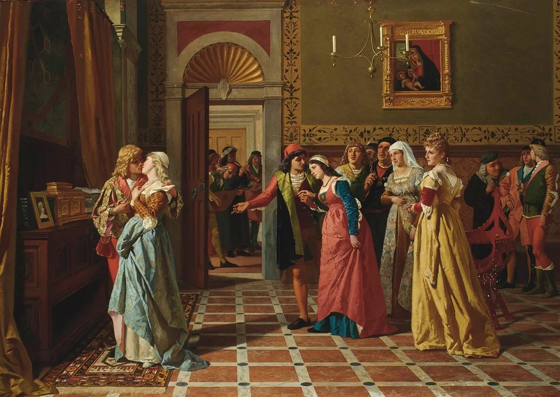 Bassanio Winning The Heart Of Portia The Merchant Of Venice Wall Art by Antonio Ermolao Paoletti - High-Resolution Digital Print