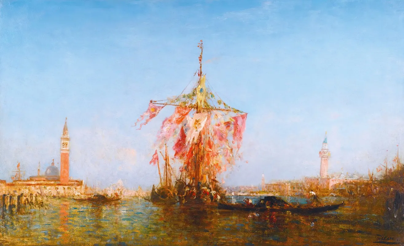 Bateau Pavoise Sur Le Bassin Venise