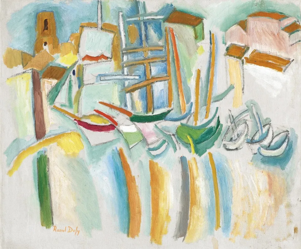 Bateaux Et Barques Aux Martigues Wall Art by Raoul Dufy - High-Resolution Digital Print