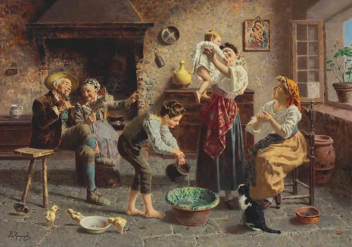 Bath Time Wall Art by Eugenio Zampighi - High-Resolution Digital Print