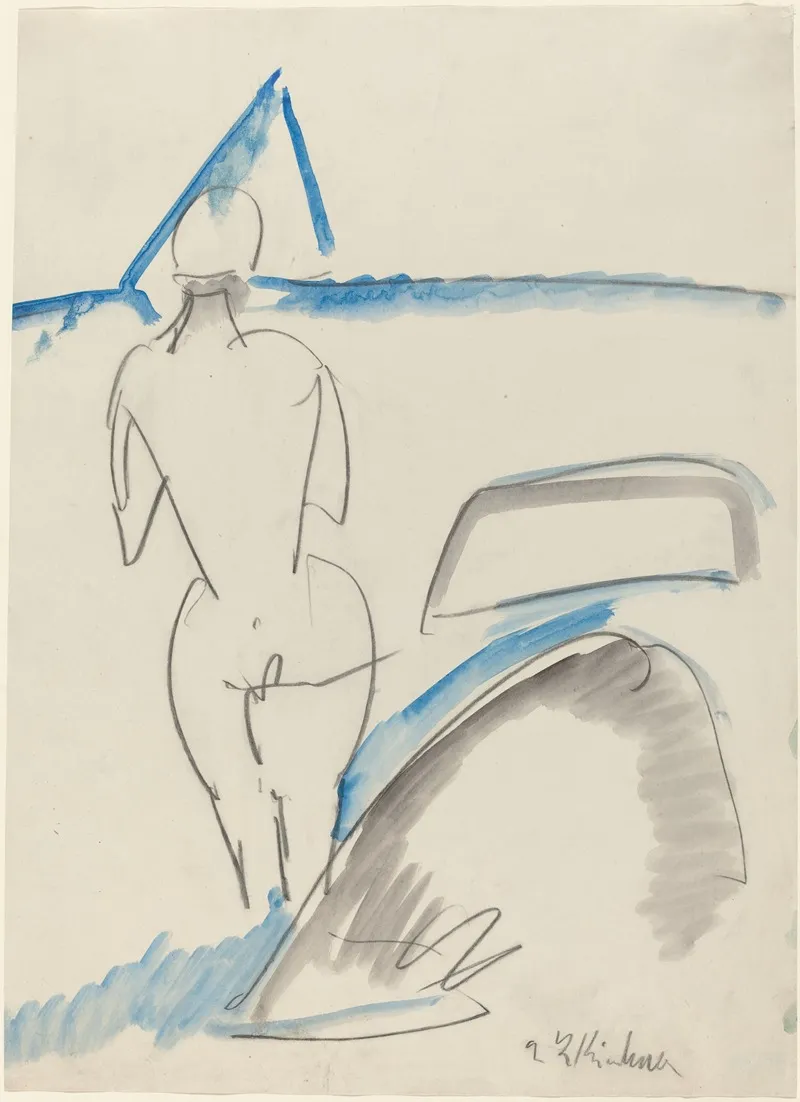 Bather On The Beach Wall Art by Ernst Ludwig Kirchner - High-Resolution Digital Print