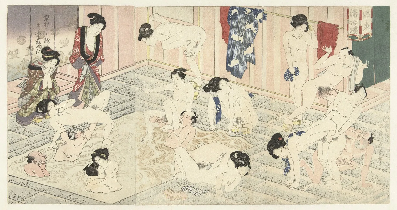 Bathhouse In Hakone Wall Art by Utagawa Kunisada (Toyokuni III) - High-Resolution Digital Print