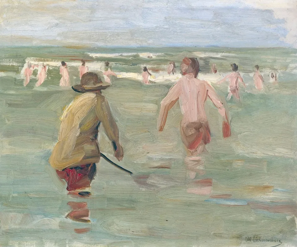 Bathing Boys With Crab Fisherman