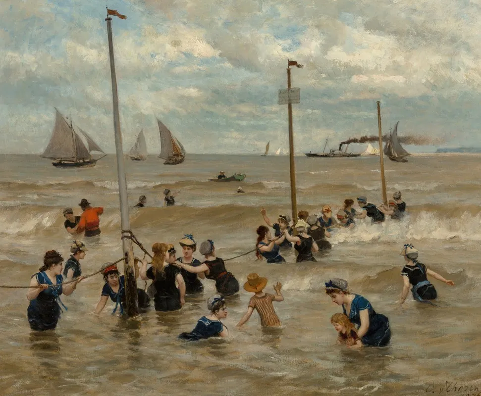 Bathing By The Sea Wall Art by Otto von Thoren - High-Resolution Digital Print