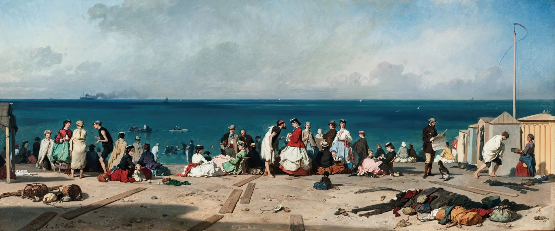 Bathing In Etretat Wall Art by Eugene Le Poittevin - High-Resolution Digital Print