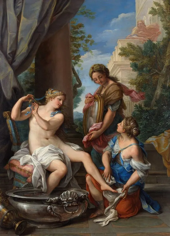 Bathsheba At Her Bath Wall Art by Giuseppe Bartolomeo Chiari - High-Resolution Digital Print