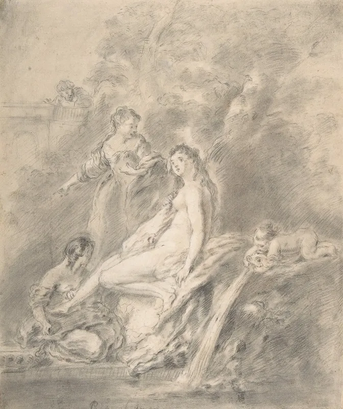 Bathsheba At The Bath Wall Art by Antoine Pesne - High-Resolution Digital Print