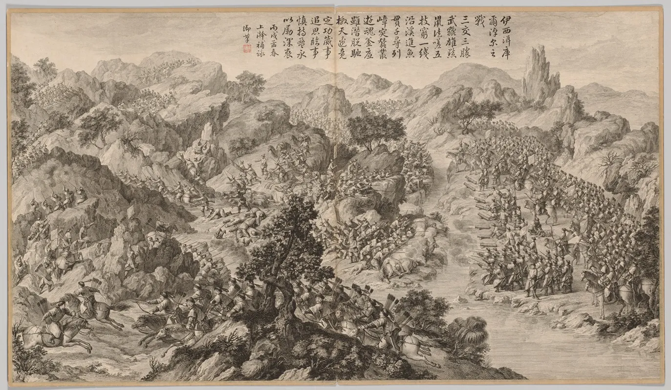 Battle At Yixier Kuernaoer Wall Art by Jean Damascene Sallusti - High-Resolution Digital Print