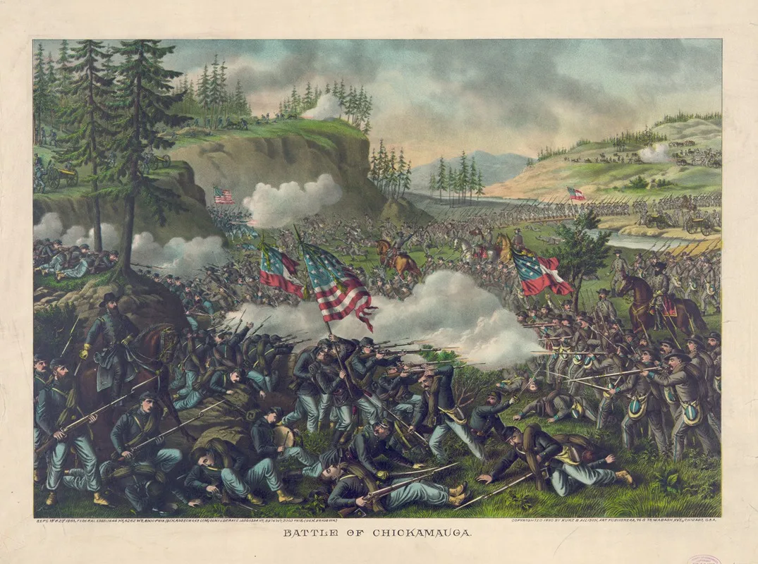 Battle Of Chickamauga Sept 19 20 1863 Federal Gen Rosecrans Com Confederate Gen Bragg Com Wall Art by Kurz &amp; Allison - High-Resolution Digital Print