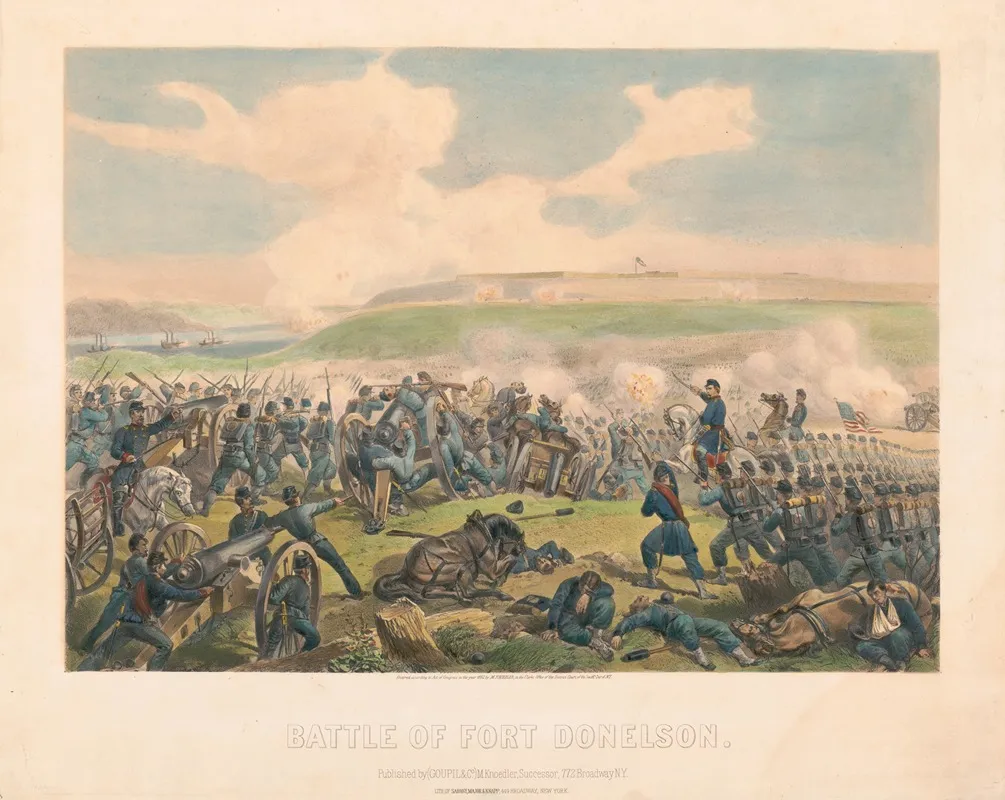 Battle Of Fort Donelson Wall Art by Sarony, Major &amp; Knapp Lith. - High-Resolution Digital Print