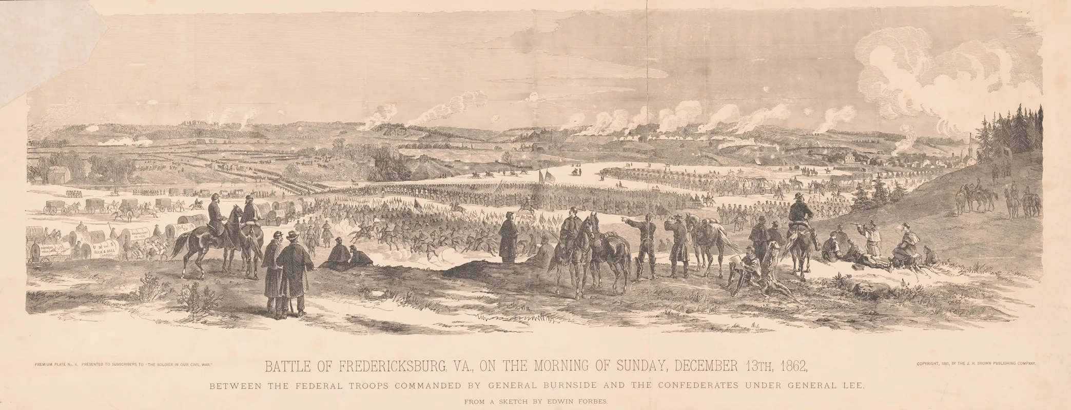 Battle Of Fredericksburg Va On The Morning Of Sunday December 13th 1862 Wall Art by J.H. Brown Publishing Company - High-Resolution Digital Print