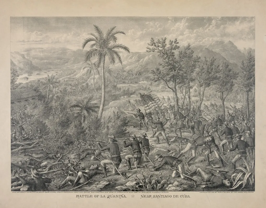 Battle Of La Quasina Near Santiago De Cuba Wall Art by Kurz &amp; Allison - High-Resolution Digital Print