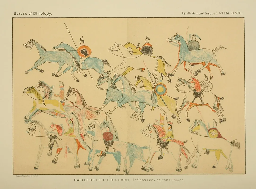 Battle Of Little Big Horn Indians Leaving Battleground Wall Art by Garrick Mallery - High-Resolution Digital Print