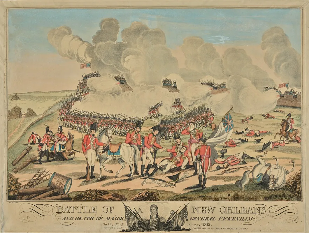 Battle Of New Orleans And Death Of Major General Packenham On The 8th Of January 1815 Wall Art by Joseph Yeager - High-Resolution Digital Print